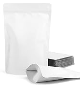 100 Pack Resealable Stand Up Bags,Smell Proof Pouch Sealable Foil Pouch Bags for Packaging (White...