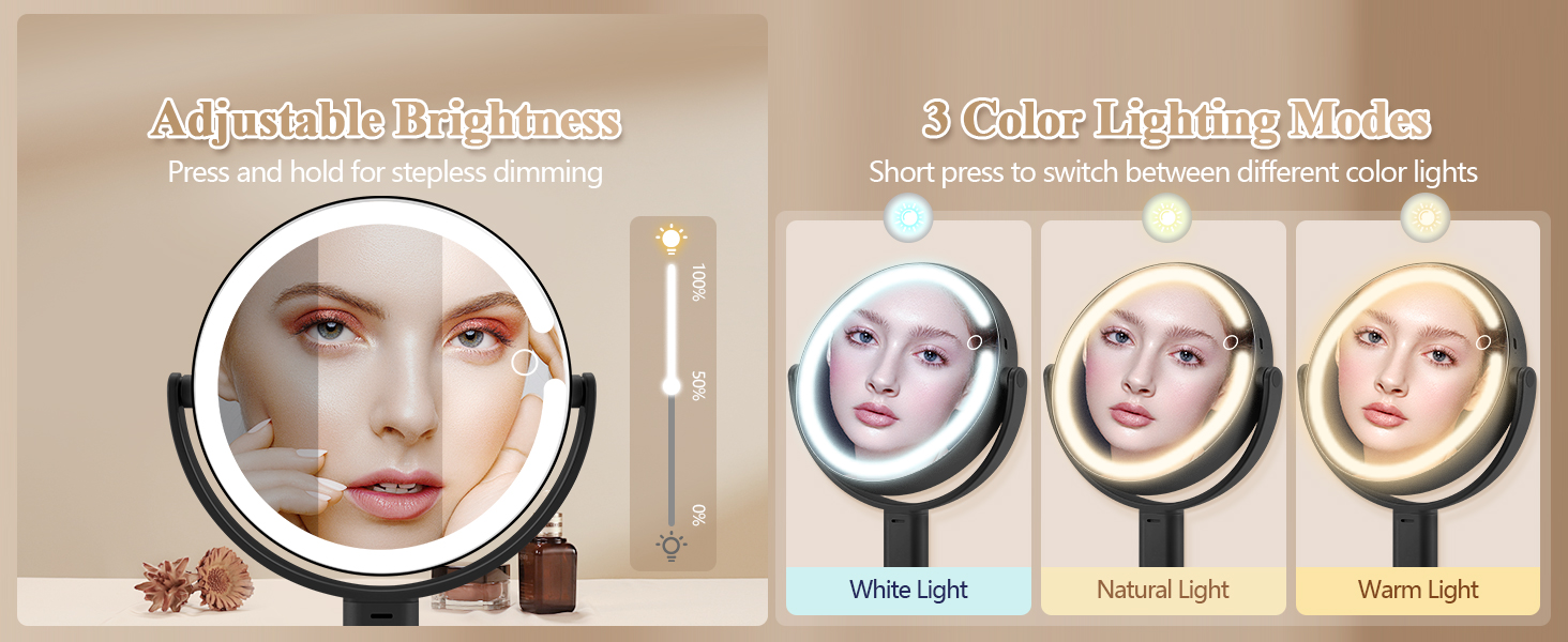 lighted mirror with magnification