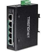 TRENDnet 5-Port Industrial Fast Ethernet DIN-Rail Switch, 4 x Fast Ethernet PoE+ Ports, 1 x Fast ...