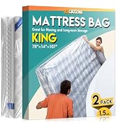 2PCS Plastic Mattress Bag for Moving Storage, Waterproof Mattress Cover, Mattress Protector for M...