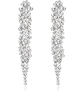 EVER FAITH Wedding Rhinestone Crystal Art Deco Statement Earring, Banquet Prom Long Chandelier Da...