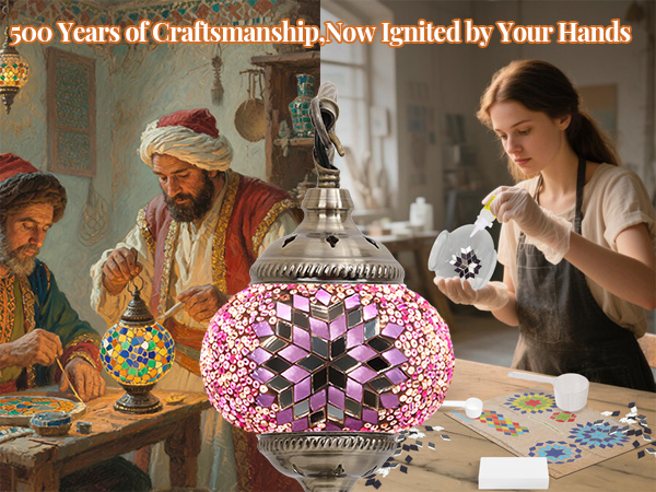 DIY Stained Glass Turkish Mosaic Lamp Making Kit for Adults & Teens Mosaic Art Craft Project Kits