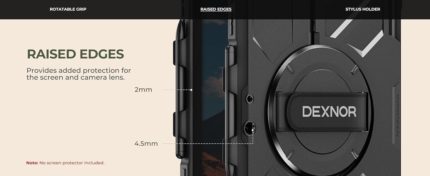 Dexnor for Microsoft Surface Pro 11/10/9 Case with Raised Edges for Screen and Camera Protections