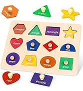 Jumlys Montessori Toys for 1, 2, 3 Year Old, Wooden Shape Puzzles for Toddlers 1-3, Baby Toys 12-...