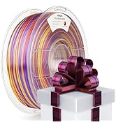 AMOLEN Silk PLA 3D Printer Filament, Shiny Multicolor Rainbow PLA Filament 1.75mm, Fast Color Cha...