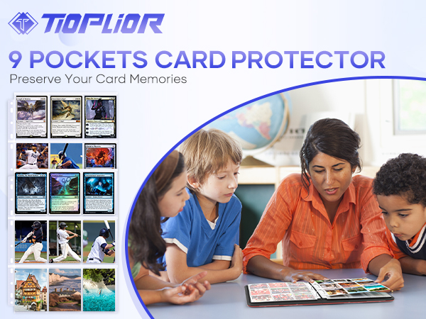 9-Pocket Baseball Card Sleeves, Double-Sided Trading Card Sleeves Pages for 3 Ring Binder
