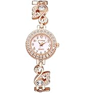 JewelryWe Iced-Out Watch for Women - Round Analog Quartz WristWatches Elegant Rhinestone Bangle B...