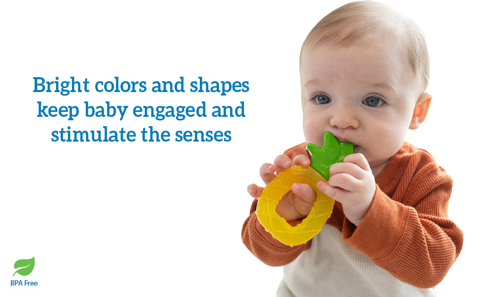 Bright colors and shapes keep baby engaged and stimulate the senses