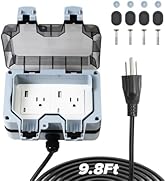 ZUYIYI Outdoor Power Outlet with 9.8Ft Extension Cord, Double Outlets, Type C & USB Ports, Weathe...