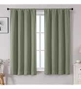 OWENIE Sally Blackout Curtains for Bedroom 63 Inch Length 2 Panels Set, Solid Thermal Insulated R...