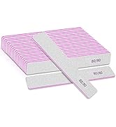 12pcs Nail Files 80 Grit, BLESWIN 80/80 Grit Nail Files, Jumbo Nail Files for Acrylic Nail, Doubl...