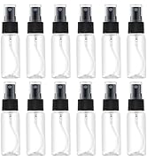 LISAPACK 1oz Small Plastic Spray Bottle (12 Pack) Empty Mini Fine Mist Travel Size Atomizer, Tiny...