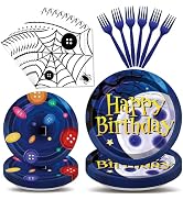 96 Pcs Button Eyes Party Tableware Set Starry Night Party Supplies Horrior Theme Disposable Paper...