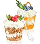 TOFLEN 50 Pack 5 oz Mini Dessert Cups with Spoons, Round Cake Cups Party Serving Cups for Parfait...