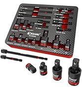 EZARC 21PCS Impact Socket Adapter Set, Includes CR-MO Universal Swivel Socket Set, CR-MO Impact C...