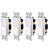 NineLeaf 3 Way Rocker Decorator Paddle Light Switch,4PK Three Way, 3 Wire, Self-Grounding Screw, ...