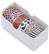 XiowDow Leopard Print Washi Tape Set 6 Rolls Cute Animal Washi Tapes 0.59inch Decorative Masking ...