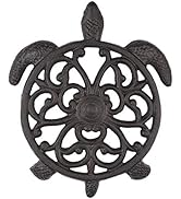 GASARÉ, Cast Iron Trivet for Hot Dishes, Pots, and Pans, Metal Trivet, Sea Turtle Design, Rubber ...