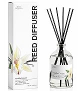 BITSOTA Vanilla Cream Reed Diffuser Set for Bathroom & Home, Long Lasting Essential Oil Aroma, Gl...