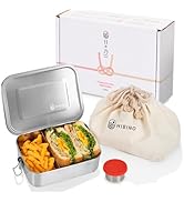 HIBINO Stainless Steel Bento Box 1200ml | Leakproof Bento Box for Adults | Removable Divider | In...