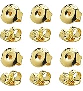 DELECOE 18K Yellow Gold Plated Earring Backs Replacements, 925 Stering Silver Earring Backs Hypoa...