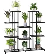 Metal Plant Stand, Multifunctional Plant Stands Decorative Black Steel Plant Shelf for Indoor Pat...