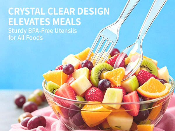 bulk disposable cutlery reusable clear utensils party forks catering