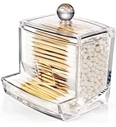 SheeChung 10Oz Acrylic Qtip Holder Dispenser for Cotton Swabs, Small Clear Plastic Containers Apo...