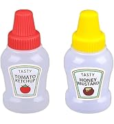 Galepromot 2Pcs Mini Ketchup Bottles, with Sturdy Screw Cap,25ml Condiment Squeeze Bottle,Plastic...