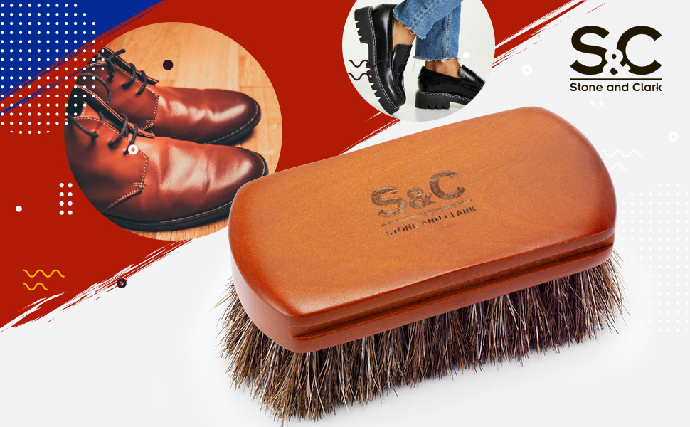 mini brown horse hair shoe brush made of natural wood handle and soft bristles for leather shoes