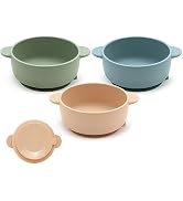 Eascrozn Baby Bowls with Suction, 3 Pack Baby Led Weaning Supplies, Soft Silicone Food Bowl for B...