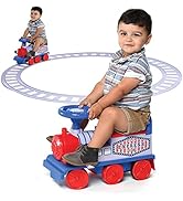 Play22 Ride On Toy Train with Tracks - Ride On Train with Track Electric Features Fun Flashing Li...