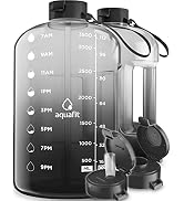 AQUAFIT 1 Gallon Water Bottle With Times To Drink - 128 oz Water Bottle With Straw - Motivational...