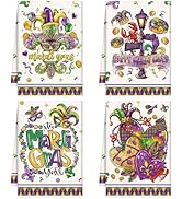 Mardi Gras Kitchen Towels Set of 4, Mardi Gras Dish Towels, Carnival Lobster Fleur De Lis Dish Cl...