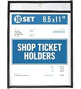 10 Pack Job Ticket Holders 8.5x11 inch - Black Shop Ticket Holders - Heavy Duty Work Order Plasti...