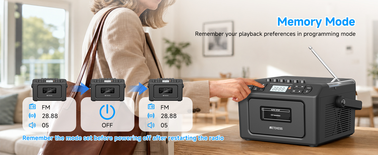 retekess tr642 cd and cassette player combo