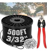 Black Vinyl Coated Wire Rope 304 Stainless Steel Coated Wire Cable-Black, 1/16" OD to 3/32" x 500...
