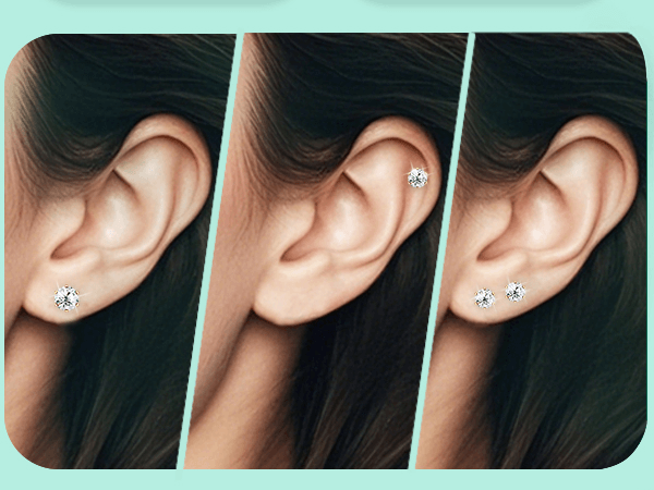 12 Pcs Ear Piercing Kit Disposable Ear Piercing Gun Kit with 4 Pcs 6 Prong Setting Cubic Zirconia