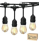 Svater 96FT Outdoor String Lights 2W, Patio Lights with 30 Antique S14 LED Plastic Bulb, IP65 Wat...