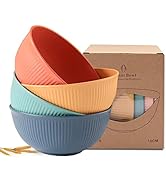 PUPOPIK Cereal Bowls Unbreakable 24 OZ, Plastic Bowls Reusable Light Weight Bowl, Microwave and D...