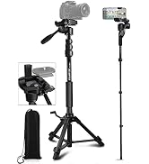 Camera Tripod 69 Inch, Patented 3-Way Swivel Portable Phone Tripod Professional Aluminum Alloy Tr...