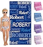 MRYAWXBK Personalized Beach Towel, Custom Microfiber Beach Towels with Names & Monogram, Sand Fre...