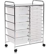ARLIME 15-Drawer Storage Cart, 15 Drawer Trolley, Rolling Organizer Cart, Scrapbook Paper Organiz...