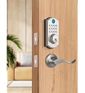 ELAMOR M19 Fingerprint Door Lock with 2 Lever Handles, Keyless Entry Door Lock, Automatic Locking...