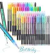 PTAZSCTC Drawing Marking Pens,60 Color Gel Pens Gel Pen Set for Adult Coloring, Glitter Pens & Ge...