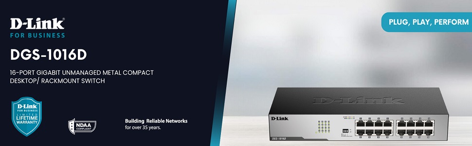16 Port Gigabit Unmanaged Desktop or Rackmount Switch