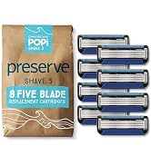 Preserve POPi Shave Razor Blades Refills - 5 Blade Razors for Men & Women - Ceramic Coated Shaver...