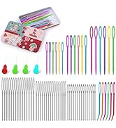 UOOU 73 PCS Yarn Needles Set,7 Sizes Large Eye Plastic Sewing Needles,Large-Eye Blunt Needles Yar...