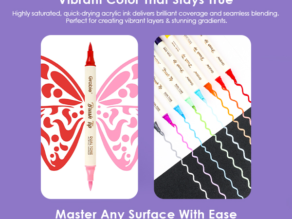 dual tip acrylic marker set of 12