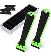 EHDIS 2pcs Plastic Razor Scraper 6-inch Long Handle Adhesive Remover Tool with 100 Double-Edge Bl...